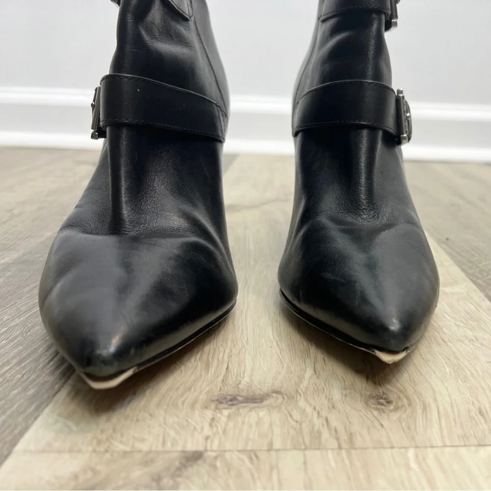 BLACK Triple Buckle Heeled Booties